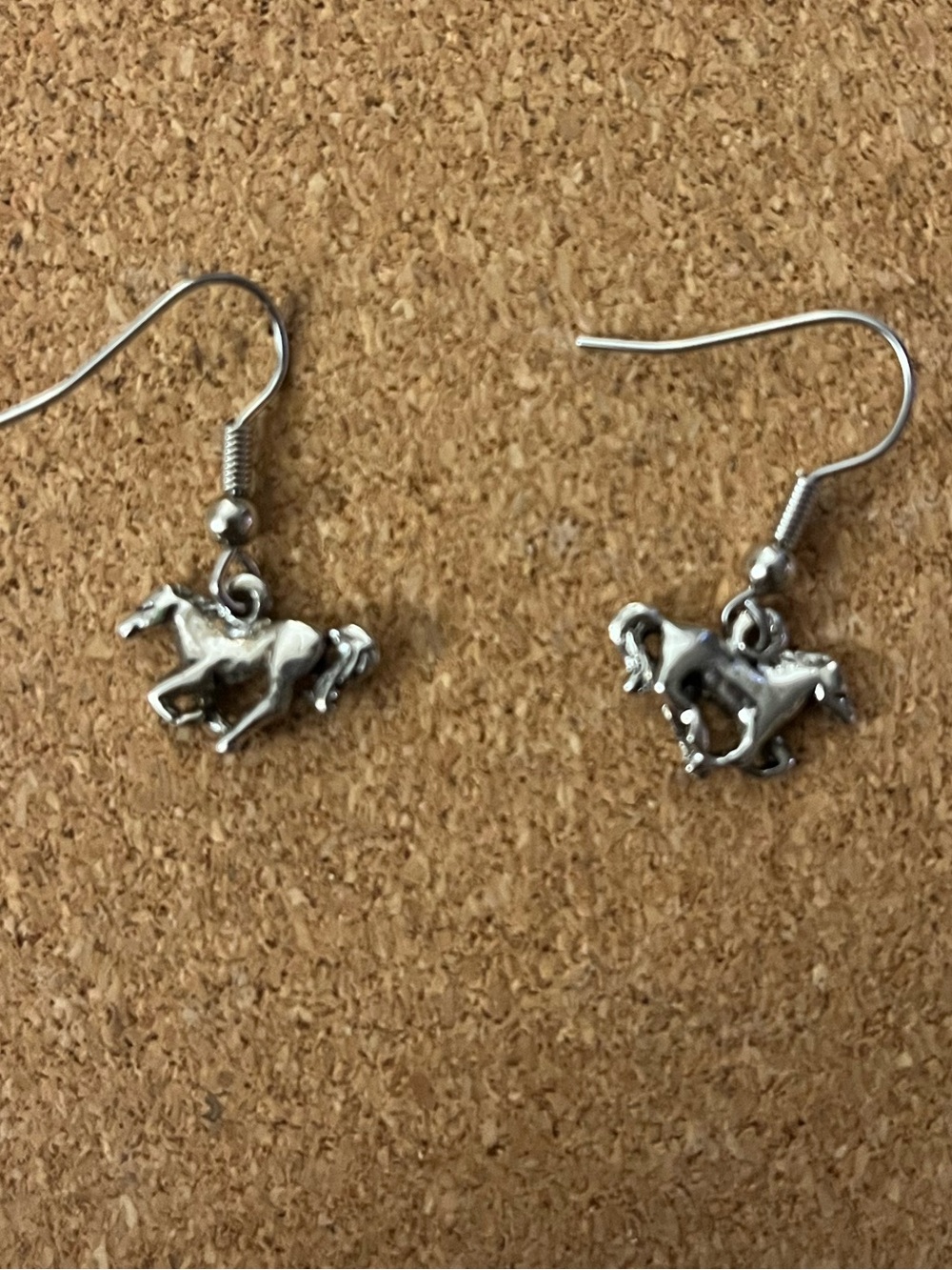 Silver Running Horse Charm Dangle Earrings